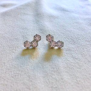 New unique sterling silver hexagon shaped earrings